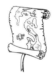 Schatzkarte, Rolle, Schatz, Papyrus, Piraten