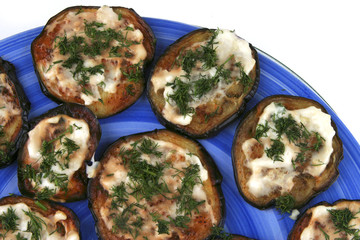 grilled eggplant served on dish