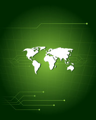 Map of the world on the abstract background