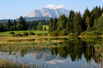 View of Tennsee lake and Alps in Bavaria in Germany
