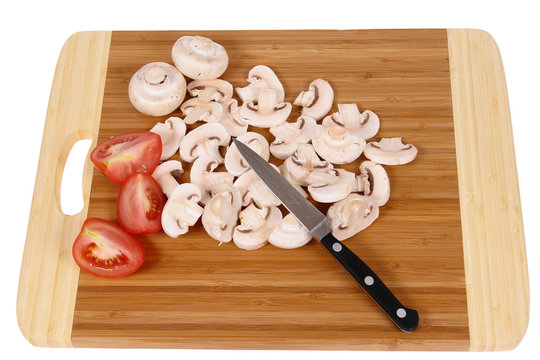 mushrooms on chopping board