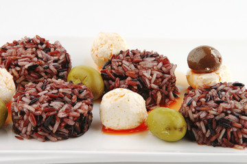 mozarella cheese and dark rice