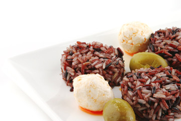 mozarella cheese and dark rice