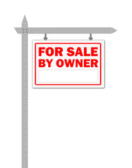 Real Estate home for sale sign, by owner