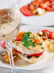 Cheese with white mildew marinated with garlic