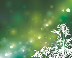 Green defocused natural background, vector layered.