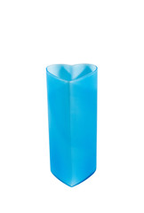 Blue vase with a heart-shaped neck (isolated on white)