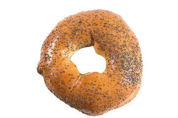Bagel with poppy seeds (isolated on white)