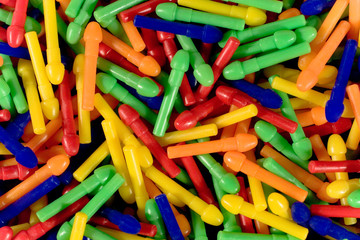 Macro of a bunch of multicolored mosaic sticks