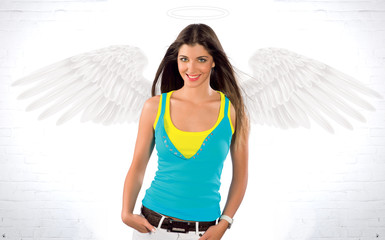 teen girl with angel wings