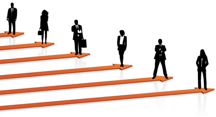 Fototapeta premium Illustration of business people and arrows