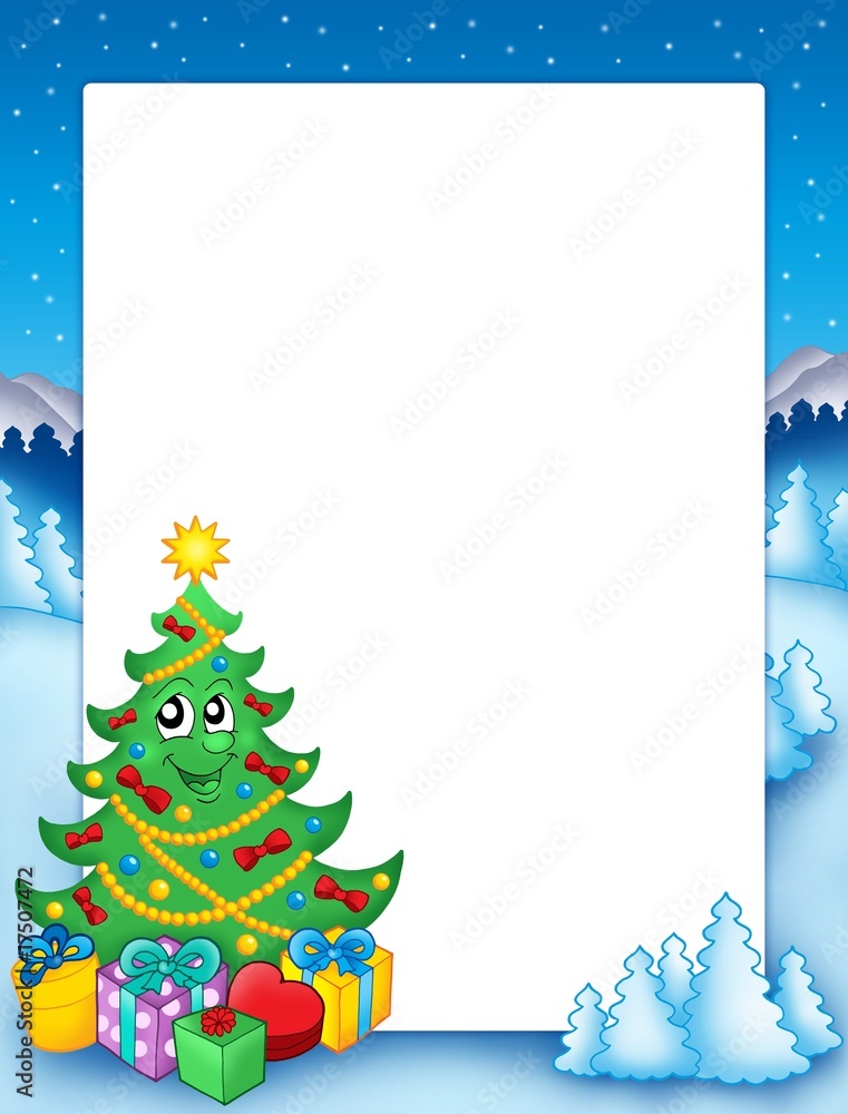 Poster christmas frame with tree 1