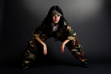 attractive girl in camouflage
