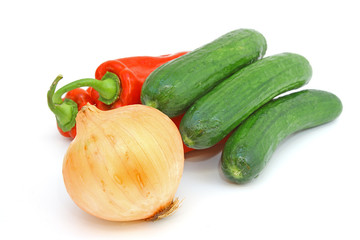 Tasty kitchen. Fresh vegetables isolated on white