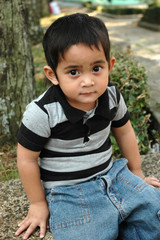 little boy get looking for something