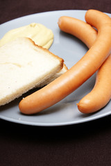 wiener würstchen mit brot und senf