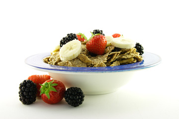 Bran Flakes in a Blue Bowl