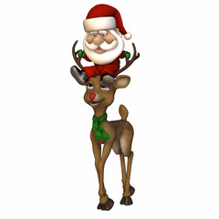 Stylized Santa Riding a Reindeer