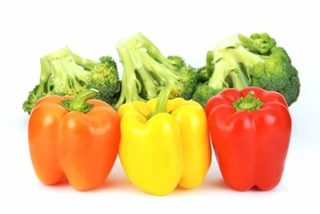 Fresh broccoli and colorful pepper