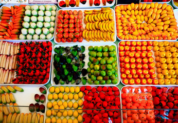 vendor display at the Flower Market in Nice