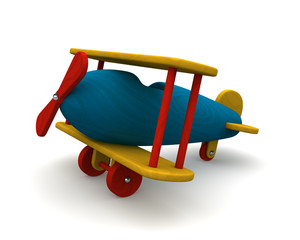 Colored wooden biplane toy © Jacoz