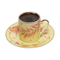 Coffee cup with saucer isolated on white.