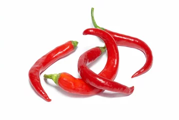 Fotobehang Stack of red hot chili peppers © Pavlo Vakhrushev