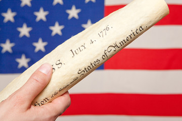 Unabhängigkeitserklärung auf der Flagge der USA