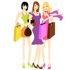 girls' friend with shopping bags