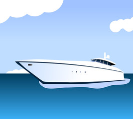 vector luxury yacht on the sea