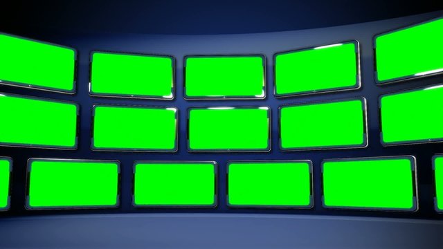 3D multi green screen rotation animation blue background