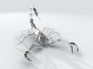 Fototapeta na wymiar white metal robot scorpion