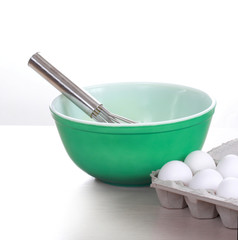 eggs, whisk and bowl
