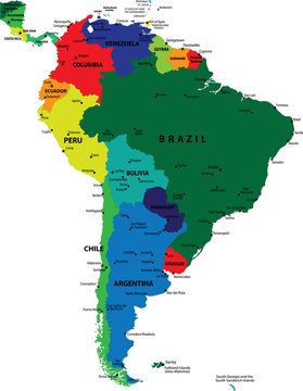 South America political vector map