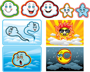 Natural element cartoon set