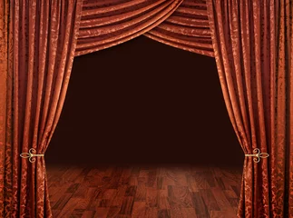 Peel and stick wall murals Theater red theatre courtains