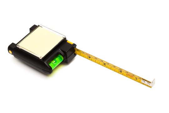 Modern tape measure with the level