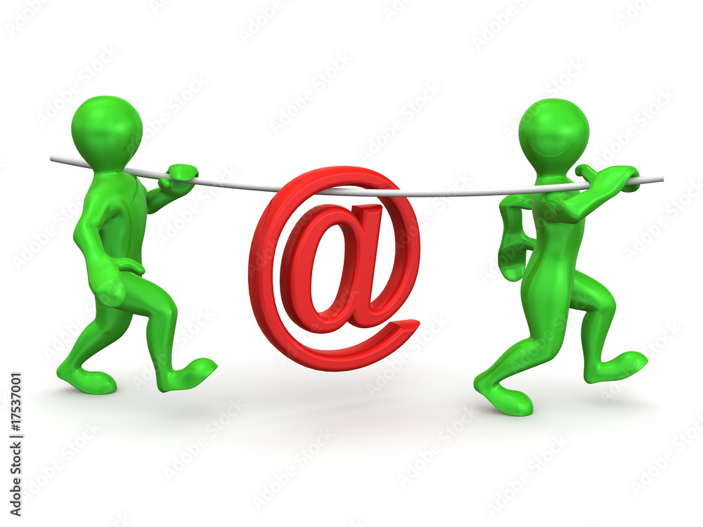 Poster two men with symbol for mail