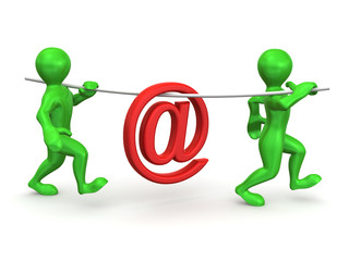 Two men with symbol for mail