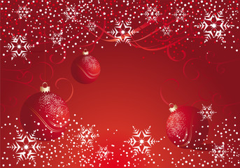 red bauble and snowflake - obrazy, fototapety, plakaty