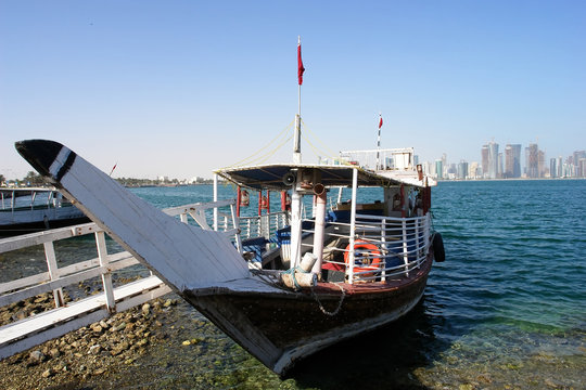 A Dhow Waits For Customers In Doha Qatar