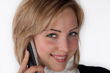 closeup of attractive woman with mobile phone