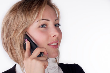 closeup of attractive woman with mobile phone