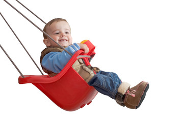 playful baby in a swing - 17539859