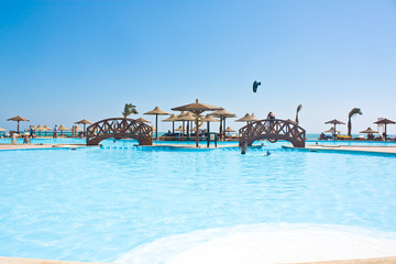 Swimming pool in popular resort. Egypt, Hurgada.