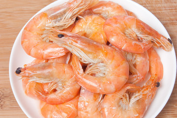 Close-up of prepared shrimps on plate