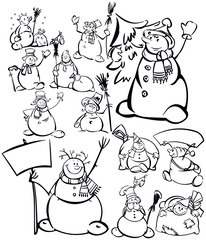 Big set of fun snowmen   for design.