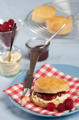 Scones with clotted cream and jam