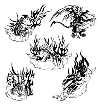 Tribal dragons with labels