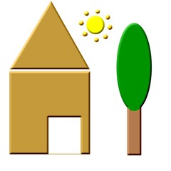 casa- albero-sole in rilievo